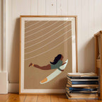 Affiche Surfeuse – Déco Surf aux Tons Beige