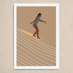 Affiche Surfeuse – Déco Marine aux Tons Beige