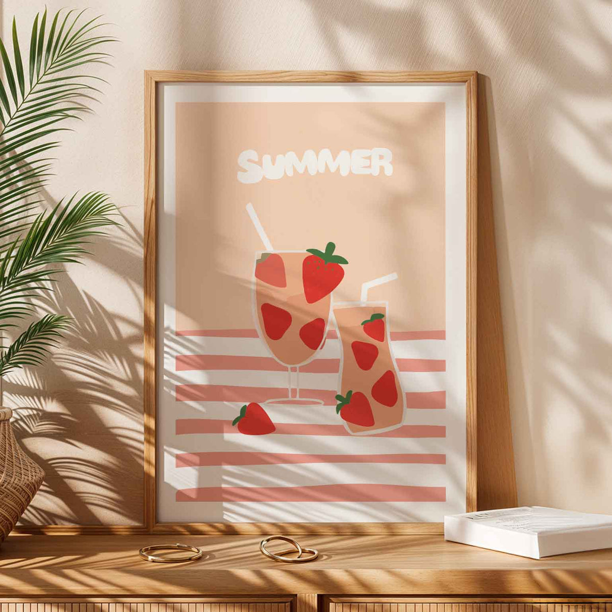 Affiche Summer – Cocktail Fraise Coloré