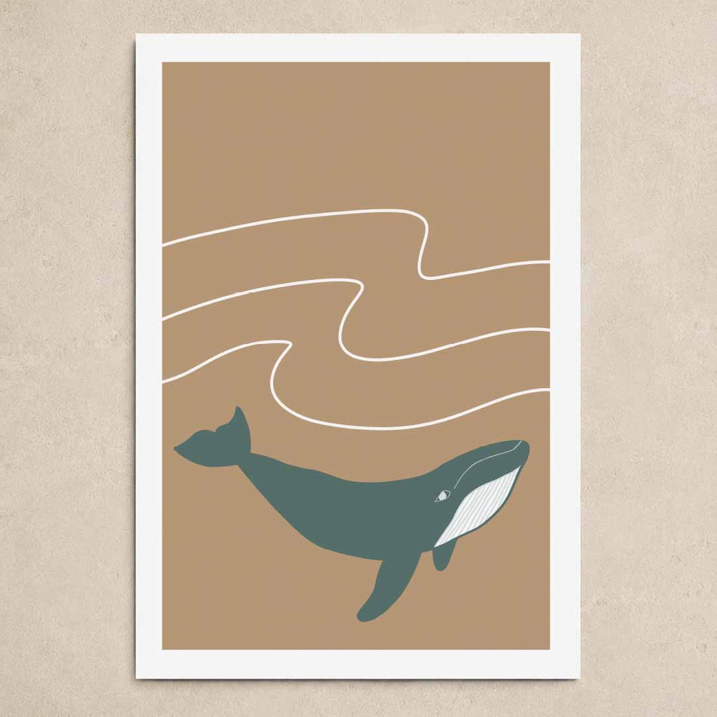 Affiche Baleine – Déco Marine aux Tons Beige