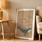 Affiche Baleine – Déco Marine aux Tons Beige