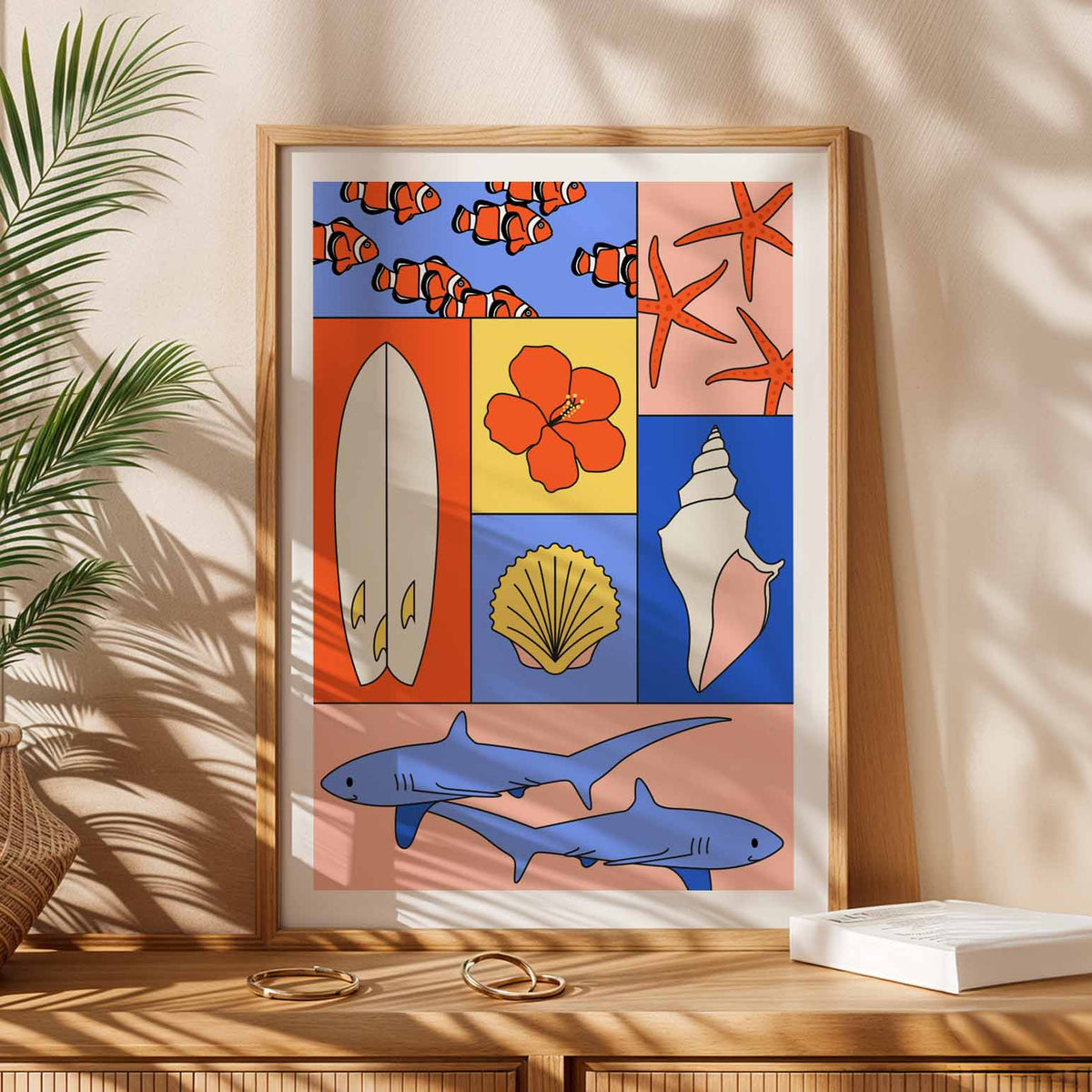 Affiche Océan – Illustration marine colorée